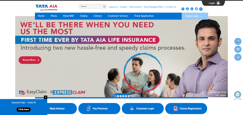 Tata Aia Life Insurance Service, Immediately
